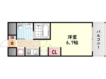 エステムコート難波IVパークグレイス(1K/4階)の間取り写真