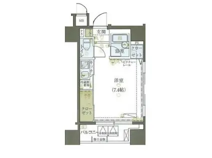 リヴシティ中央区築地(ワンルーム/7階)の間取り写真