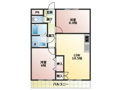 永代マンション(2LDK/2階)の間取り写真