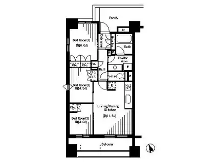 パークアクシス大塚(3LDK/14階)の間取り写真