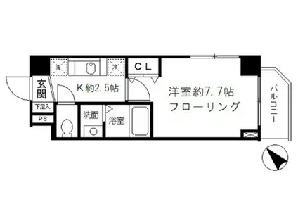 人気エリア半蔵門線 押上駅 広々7.5畳 日当たりGOOD(1K/2階)の間取り写真