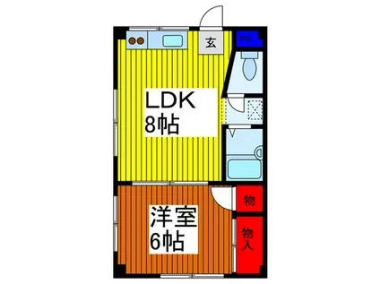 アサヒメゾン(1LDK/2階)の間取り写真
