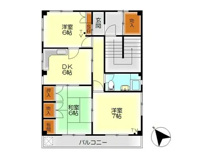 グランブルー広本町(3DK/3階)の間取り写真