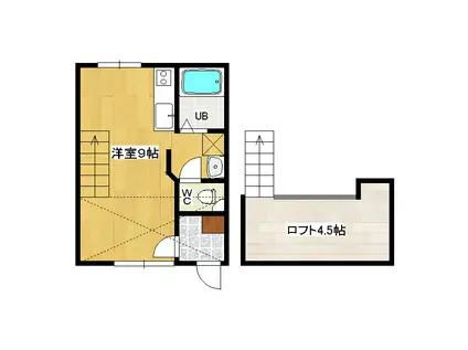 メゾンド北斗(ワンルーム/2階)の間取り写真