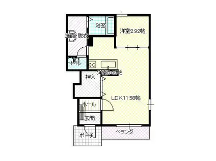 サンドパイパー(1LDK/1階)の間取り写真