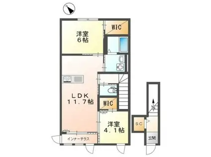 セレーノ(2LDK/2階)の間取り写真