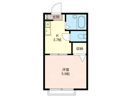 ニューライフ三ツ境B(1K/2階)の間取り写真