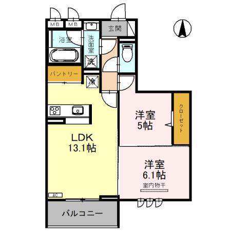 ピース ラ ヴィータ E(2LDK/3階)の間取り写真