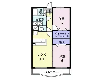 ゴールドグレイスI(2LDK/3階)の間取り写真