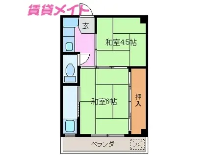 ネオステージ大仲新田I(2K/4階)の間取り写真