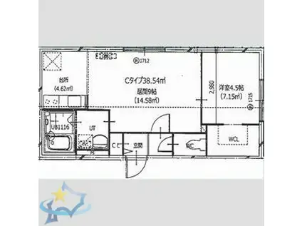 HERO YAMAHANA1(1LDK/2階)の間取り写真