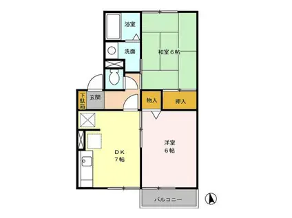 桜ハイツ(2DK/1階)の間取り写真