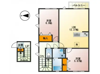 コンフォルト(2LDK/2階)の間取り写真