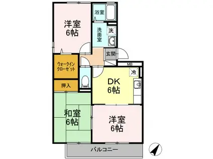BEEASE(3DK/2階)の間取り写真