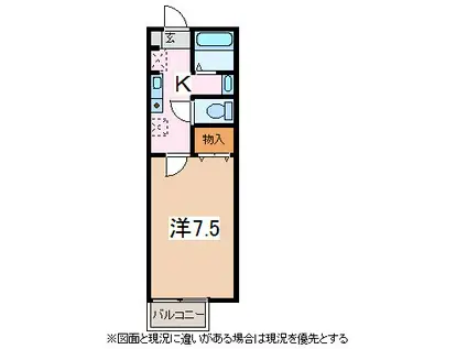 グリーンローレル(1K/2階)の間取り写真