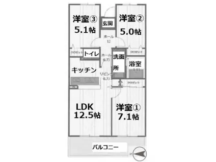 アクティ目黒駅前2棟(3LDK/8階)の間取り写真