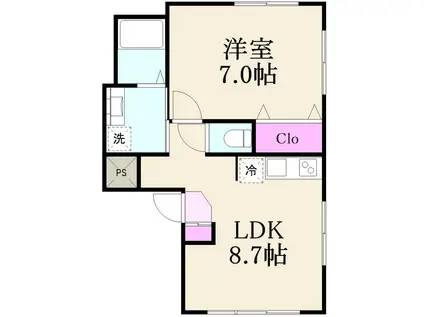 白山大関ビル(1LDK/2階)の間取り写真