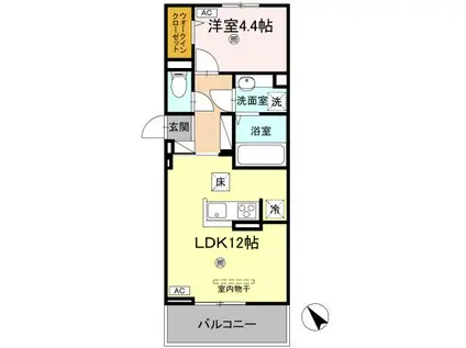 サンセール問屋町II(1LDK/1階)の間取り写真