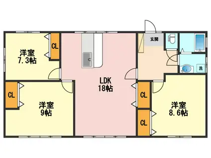 第2ワールドビル(3LDK/1階)の間取り写真
