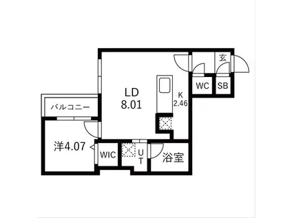 ガーディアン本郷通(1LDK/2階)の間取り写真