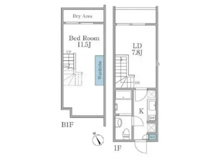 LAPIS恵比寿II ラピス恵比寿II(1LDK/1階)の間取り写真
