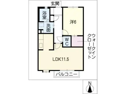 ウエストタウン早稲田(1LDK/2階)の間取り写真