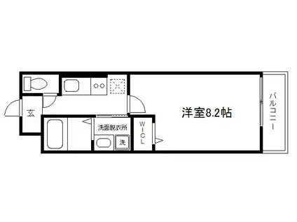 エルベコート東山七条(1K/2階)の間取り写真