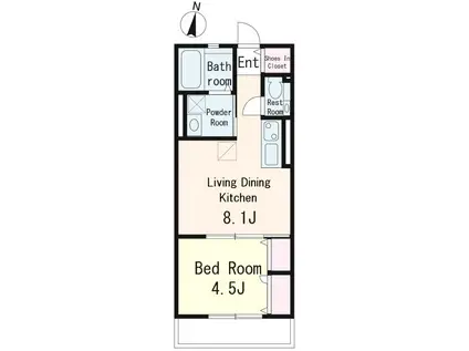 MAISON KIKI イースト(1LDK/2階)の間取り写真