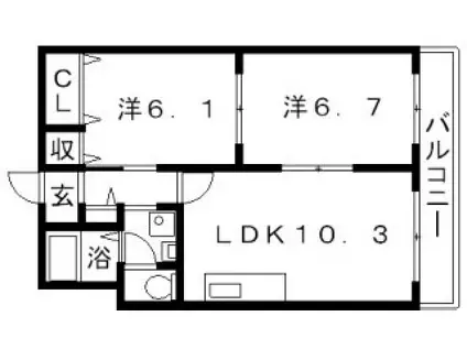 コーポラスROSA(2LDK/2階)の間取り写真