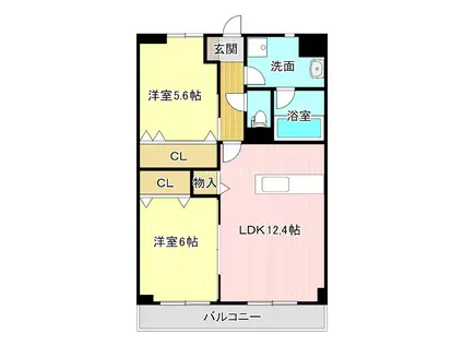 ウィズ・エフII(2LDK/2階)の間取り写真