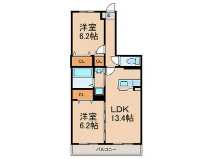 アルヴィータ(2LDK/2階)の間取り写真