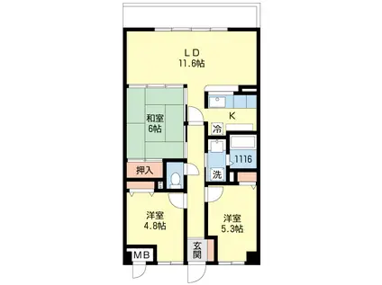 ピソ・アモール(3LDK/3階)の間取り写真