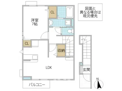 サンライトレジデンス水戸(1LDK/2階)の間取り写真