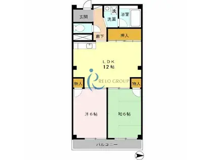 メゾン加美東(2LDK/6階)の間取り写真