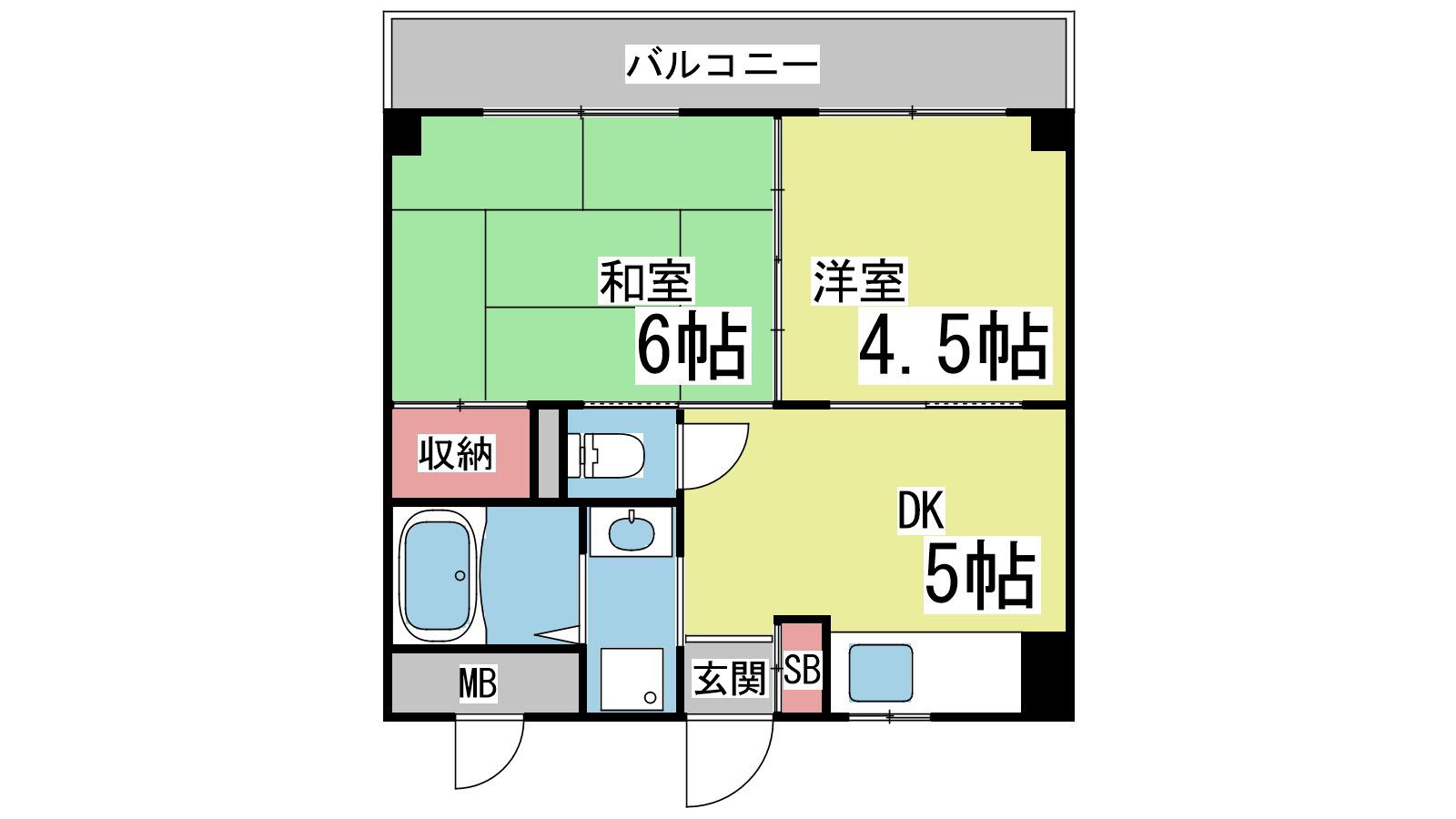 スカイハイツ五和(2DK/3階)の間取り写真