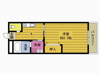 第8シャンテ西川(1K/2階)の間取り写真