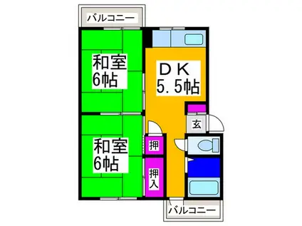 新金岡マンション(2DK/2階)の間取り写真