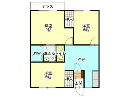 コーポアペリヤ(3DK/1階)の間取り写真