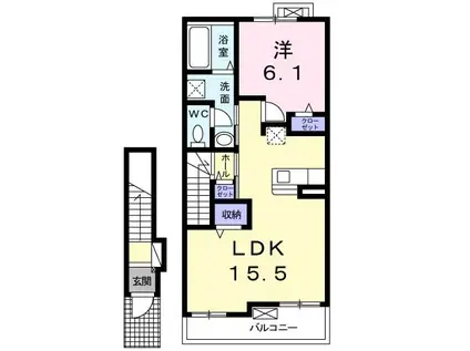 南海本線 蛸地蔵駅 徒歩8分 2階建 築6年(1LDK/2階)の間取り写真
