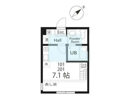 ハーミットクラブハウスシーズン(ワンルーム/1階)の間取り写真