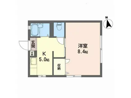 ディアス岡田(1K/1階)の間取り写真