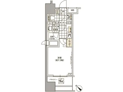 PARK HABIO武蔵小山(1K/6階)の間取り写真