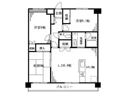 ラミアール玉川(3LDK/4階)の間取り写真