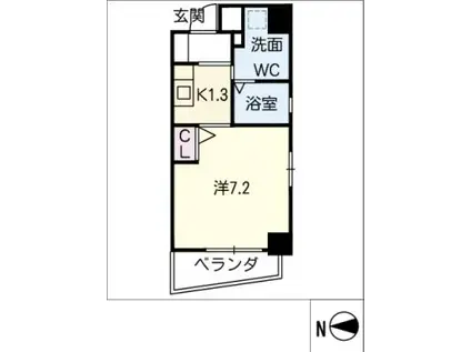 VENDIR名古屋御器所203(1K/2階)の間取り写真