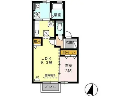 グランモア町村(1LDK/2階)の間取り写真