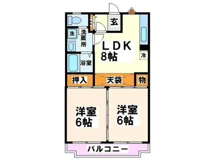 パルファンヴェール(2DK/1階)の間取り写真