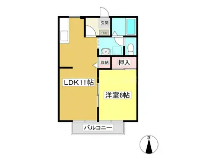 ビーライン青山C(1LDK/2階)の間取り写真