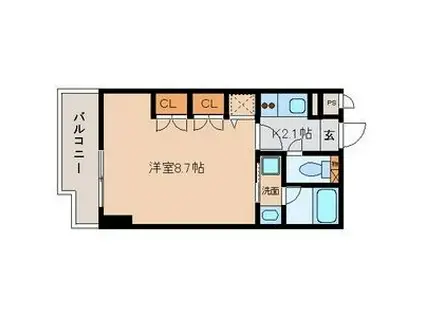 グランルージュ栄II(1K/4階)の間取り写真