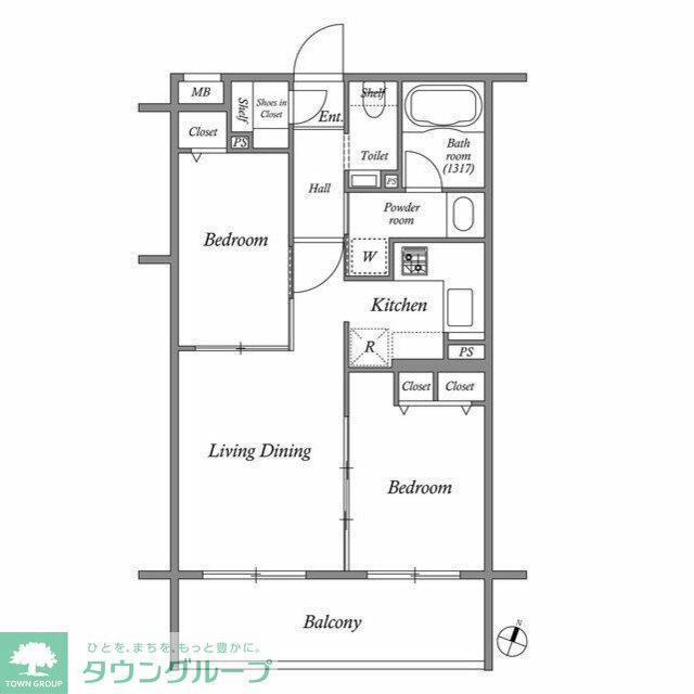 レジデンス桜新町スクエア(2LDK/2階)の間取り写真