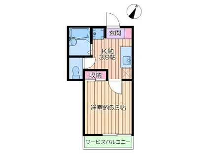 アパートメンズ35(1K/1階)の間取り写真